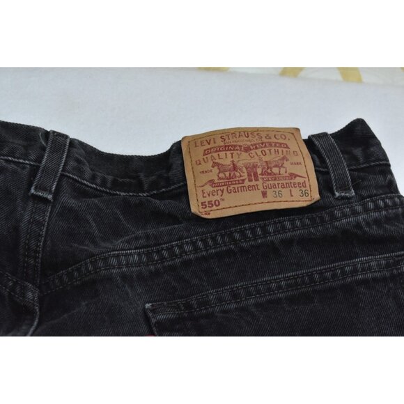 Levis 550 Men's Jeans Size 36x36 Black Straight Leg Denim Relaxed Fit Vintage - Picture 12 of 16